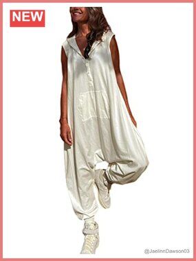 Sleeveless Hooded Jumpsuit Harem Pants Romper with Pockets